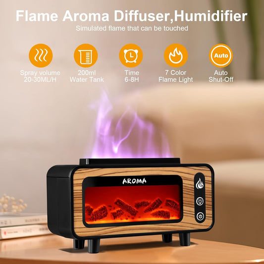 diffuseur 3 en 1 Diffuseur d'huile de flamme - veilleuse - humidificateur d'aromathérapie