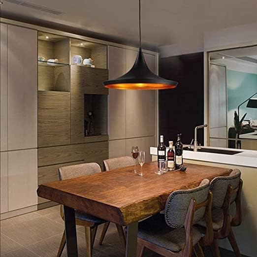 Lustre Suspension Rétro Industriel Lampe E27 pour Chambre comptoir Bar haul cafeteria restaurant Noir